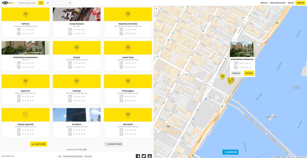 A screenshot of the map indicating accessbility features of the buildings.