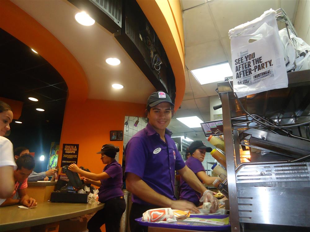 As a result of Costa Rica’s National Plan, persons with disability work at Taco Bell and other food service companies.
